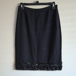 Spring SALE...St. John Black Skirt with Embellished Hem